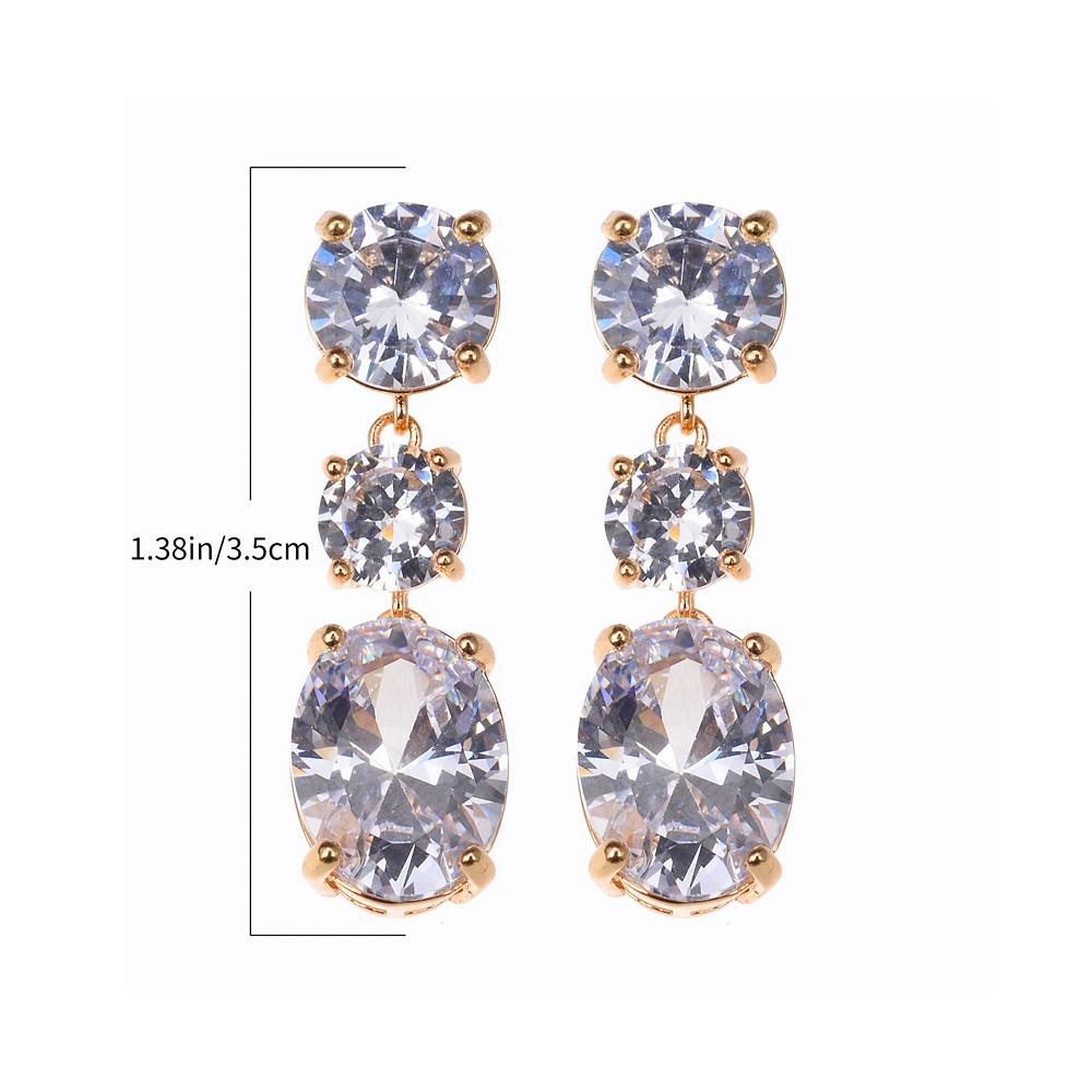 Nicole Miller 3- Crystal Stones with Gold-Tone Drop Earring