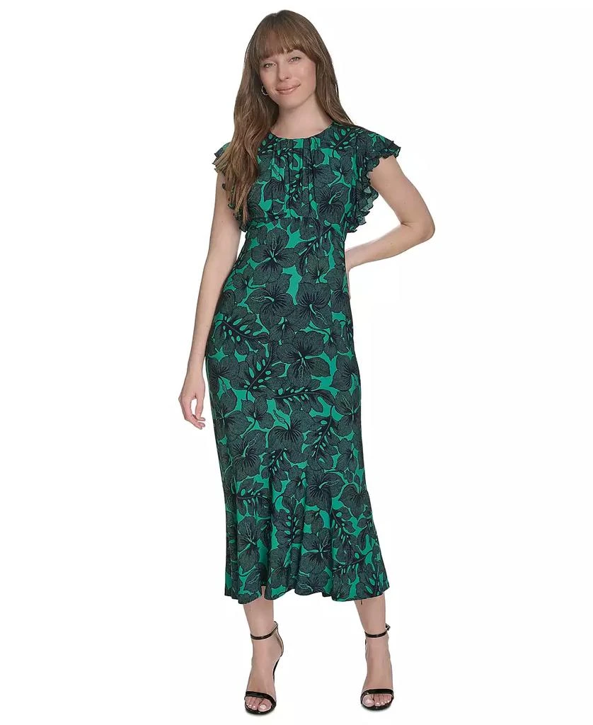 Tommy Hilfiger Petite Dotty Hibiscus Flutter-Sleeve Dress 1