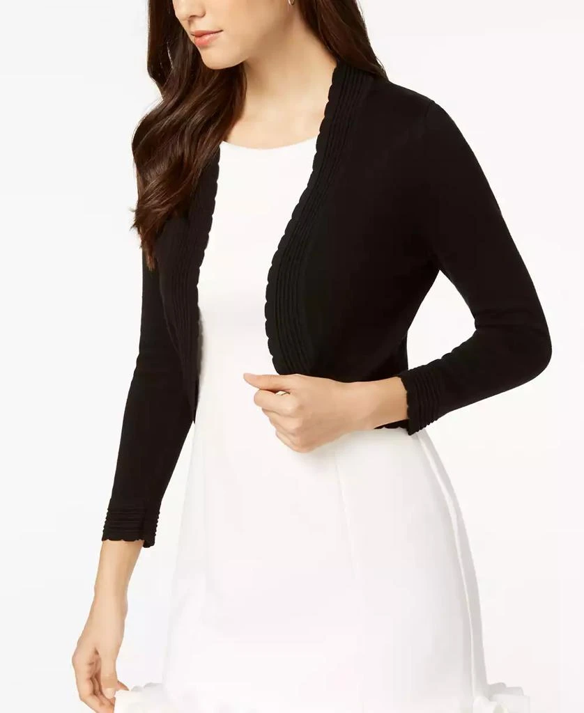Jessica Howard Open-front Cropped 3/4 Sleeve Cardigan 1