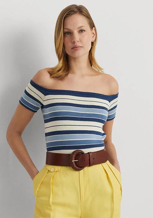 Ralph Lauren Ralph Lauren Striped Off The Shoulder Sweater 1