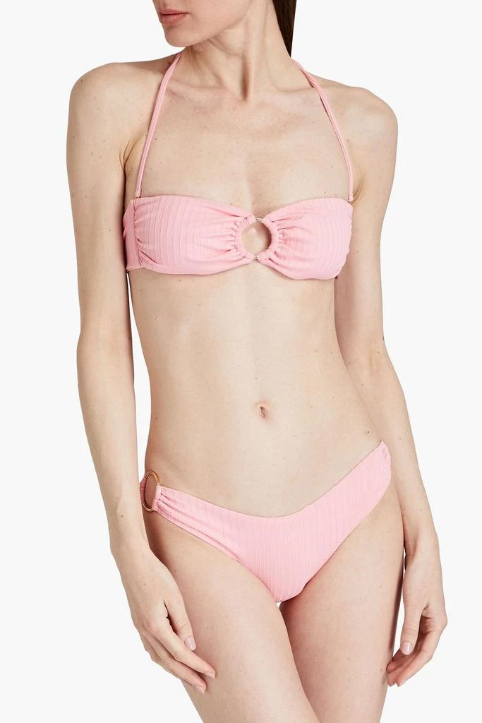MELISSA ODABASH Evita ring-embellished ribbed bandeau bikini top 5