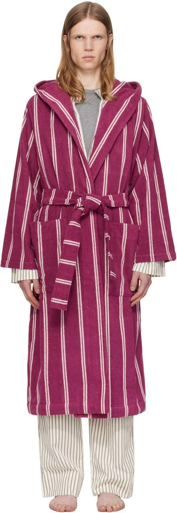 Tekla Burgundy Terry Hooded Bathrobe