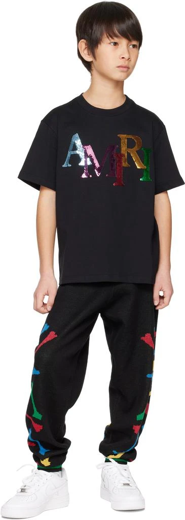 AMIRI Kids Black Staggered Sequin T-shirt 4