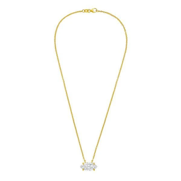 Diana M Jewels 14kt yellow gold lab grown marquise east west diamond pendant weighing 6.00 ct in a prong setting 2