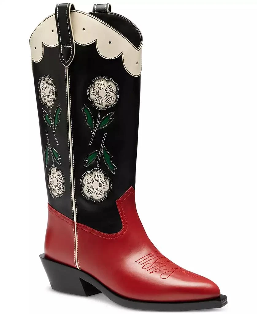 Coach Women's Aria Leather Tall Low-Heel Cowboy Boots 1