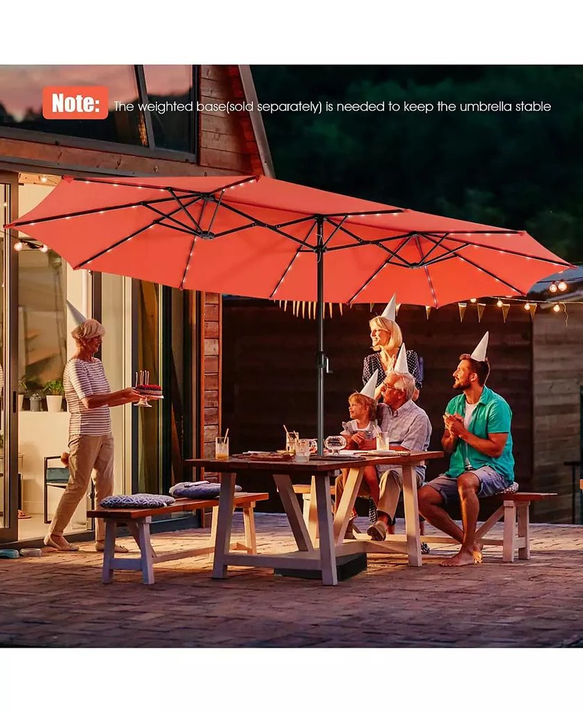 GOUUN 15 Feet Twin Patio Umbrella with 48 Solar LED Lights 8