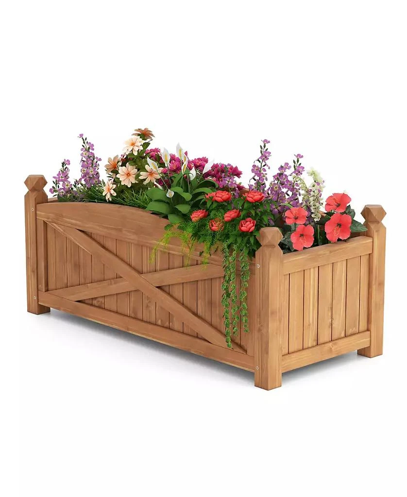 Gymax Wooden Raised Garden Bed Elevated Outdoor Planter Box w/ Drainage Holes for Patio