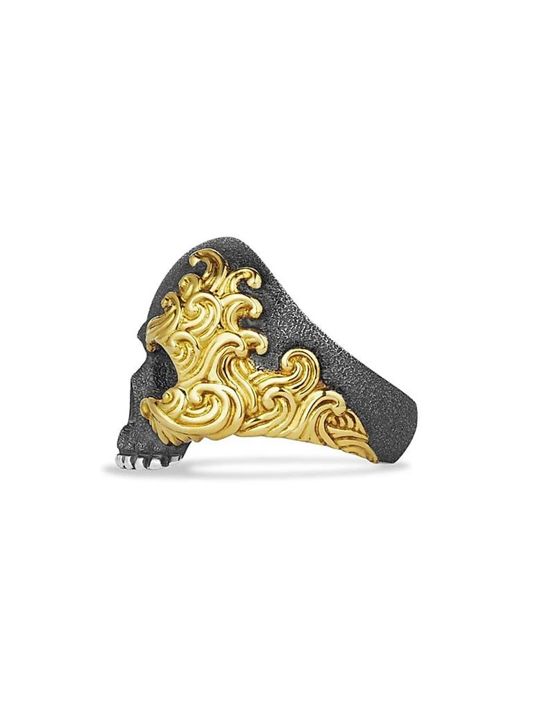 David Yurman Waves Skull Ring with 18K Yellow Gold 2