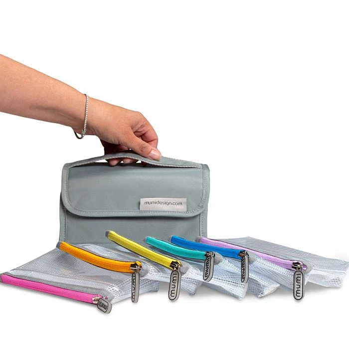 Mumi Multi Colored Pouches with Carrying Case, Set of 6 1