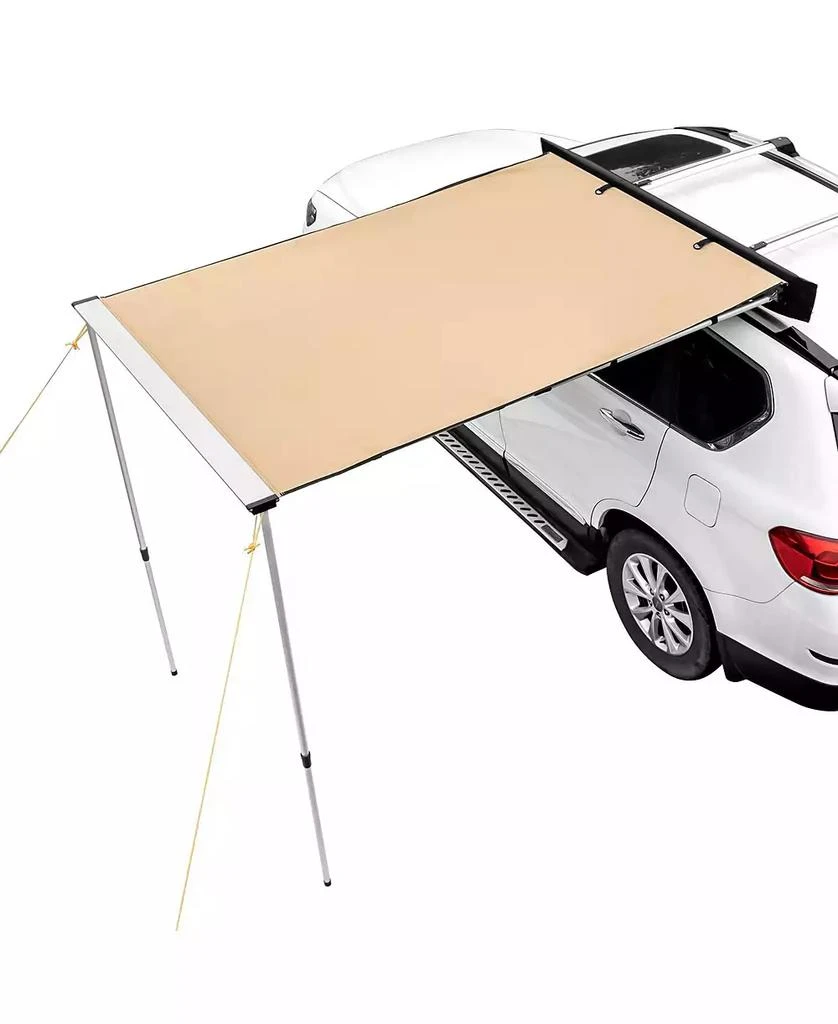 Mecale Car Side Awning, 6.6
 x 8.2
 Shade Coverage Vehicle Awning, PU3000mm UV50+ Retractable Awning with Storage Bag, Height Adjustable 2