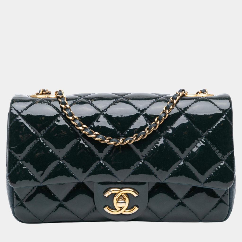 Chanel Chanel Navy Blue Paris-Salzburg Small Patent and Goatskin CC Eyelet Flap