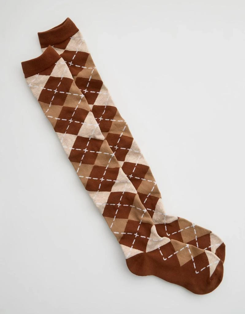 Aerie Aerie Over The Knee Argyle Socks 1