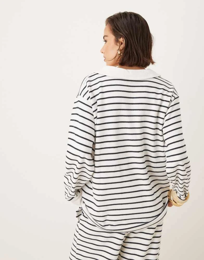ASOS ASOS DESIGN textured stripe long sleeve top in cream stripe 3