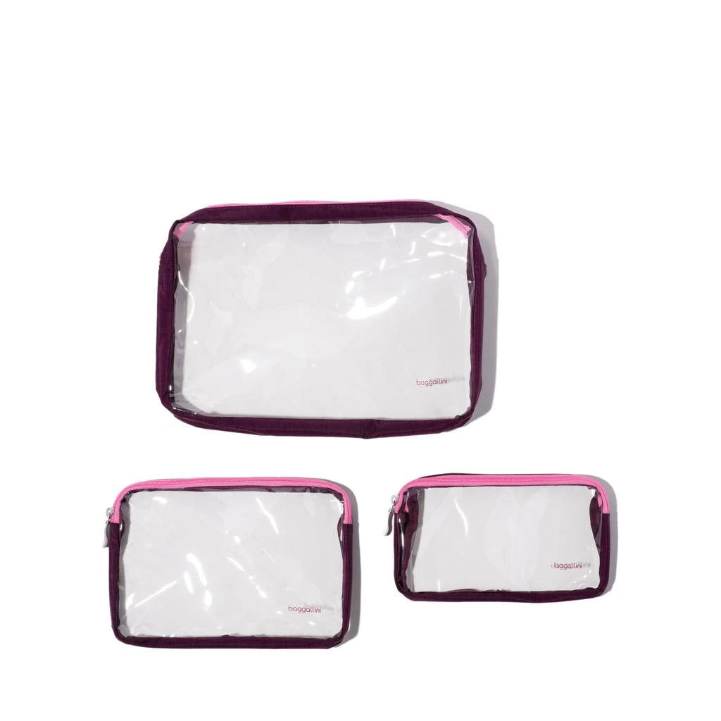 Baggallini Clear Travel Pouches 3 Piece Set Cosmetic Toiletry Bags 5