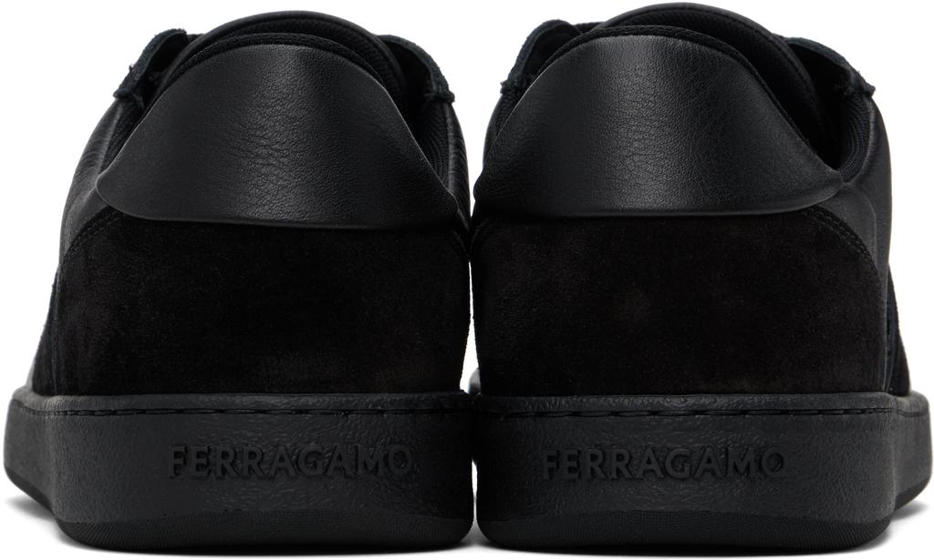 Salvatore Ferragamo Black Low Top Signature Sneakers