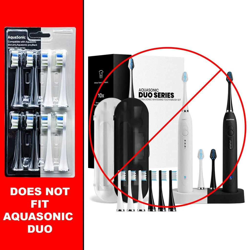 AquaSonic AquaSonic Genuine Duo PRO 8-Pack Replacement Brush Heads - Upgraded Proflex Brush Heads for Improved Plaque Removal - ADA Accepted - Genuine AquaSonic 4