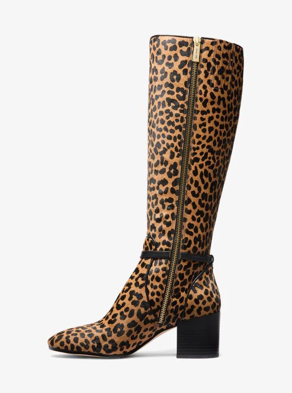 Michael Kors Ella Leopard Print Calf Hair Block Heel Boot 3