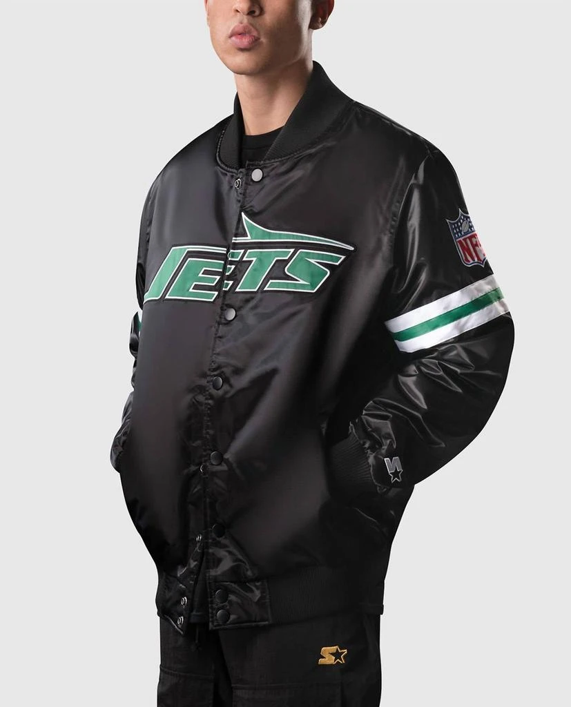 Starter Men's New York Jets Nyc Lights Varsity Jacket In Black 2