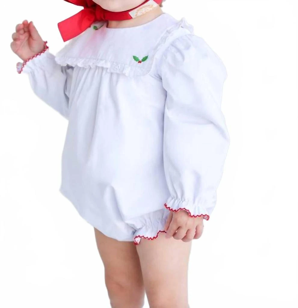 The Beaufort Bonnet Company Girls Long Sleeve Bea Louise Bubble Romper In White 2