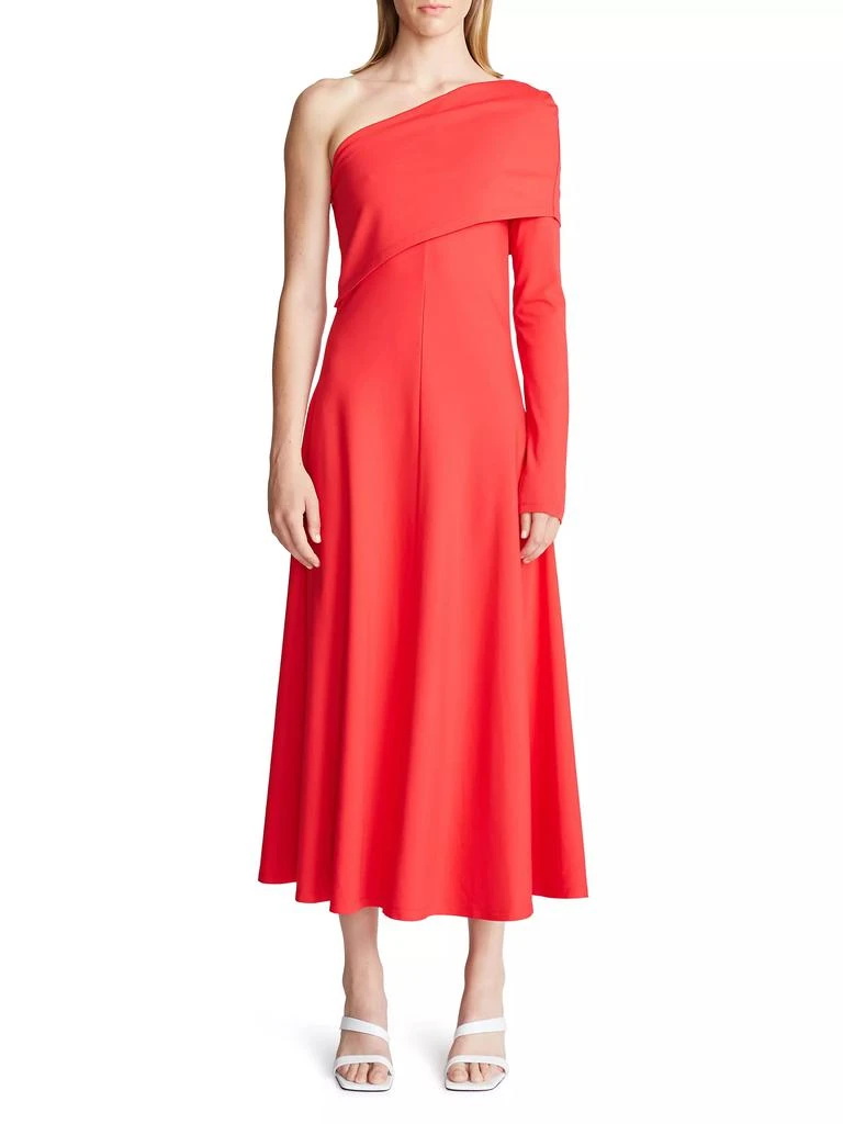 HALSTON Felice Asymmetric Jersey Midi-Dress 2
