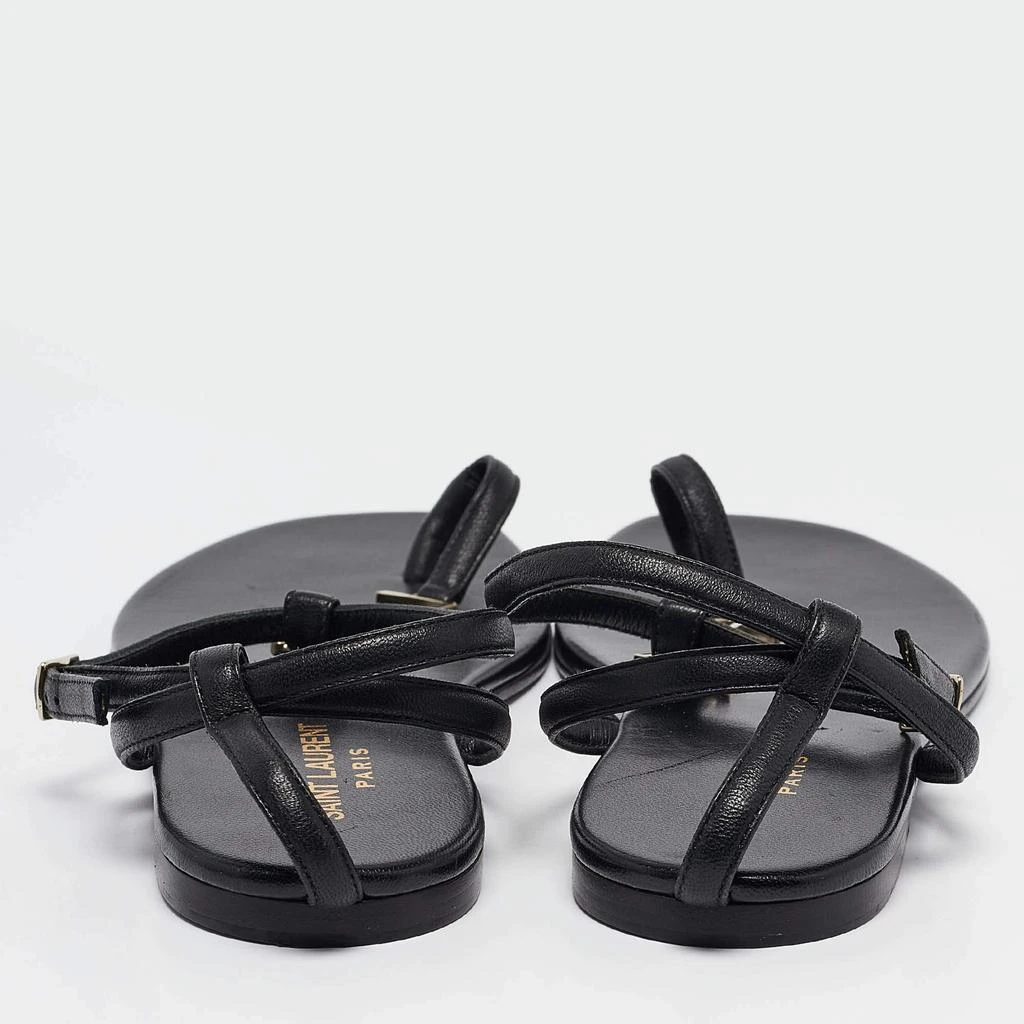 Yves Saint Laurent Saint Laurent Black Leather Monogram T Strap Flats Size 36.5 5