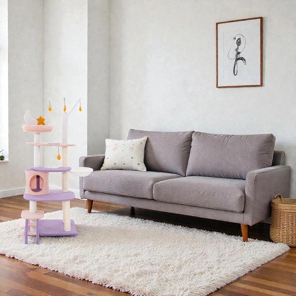 Hivvago Compact Multi-Level Feline Tower Featuring Durable Sisal Scratching Columns