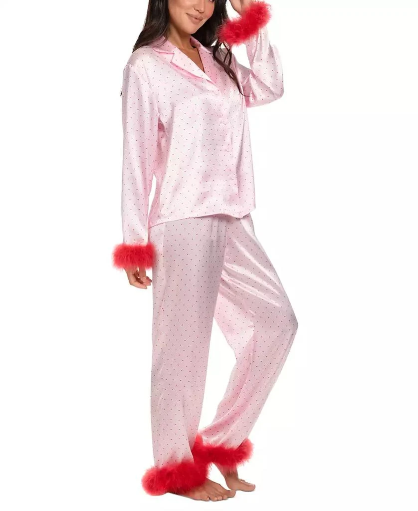 Linea Donatella Women's Marabou Faux-Fur Trimmed Pajama Set 4