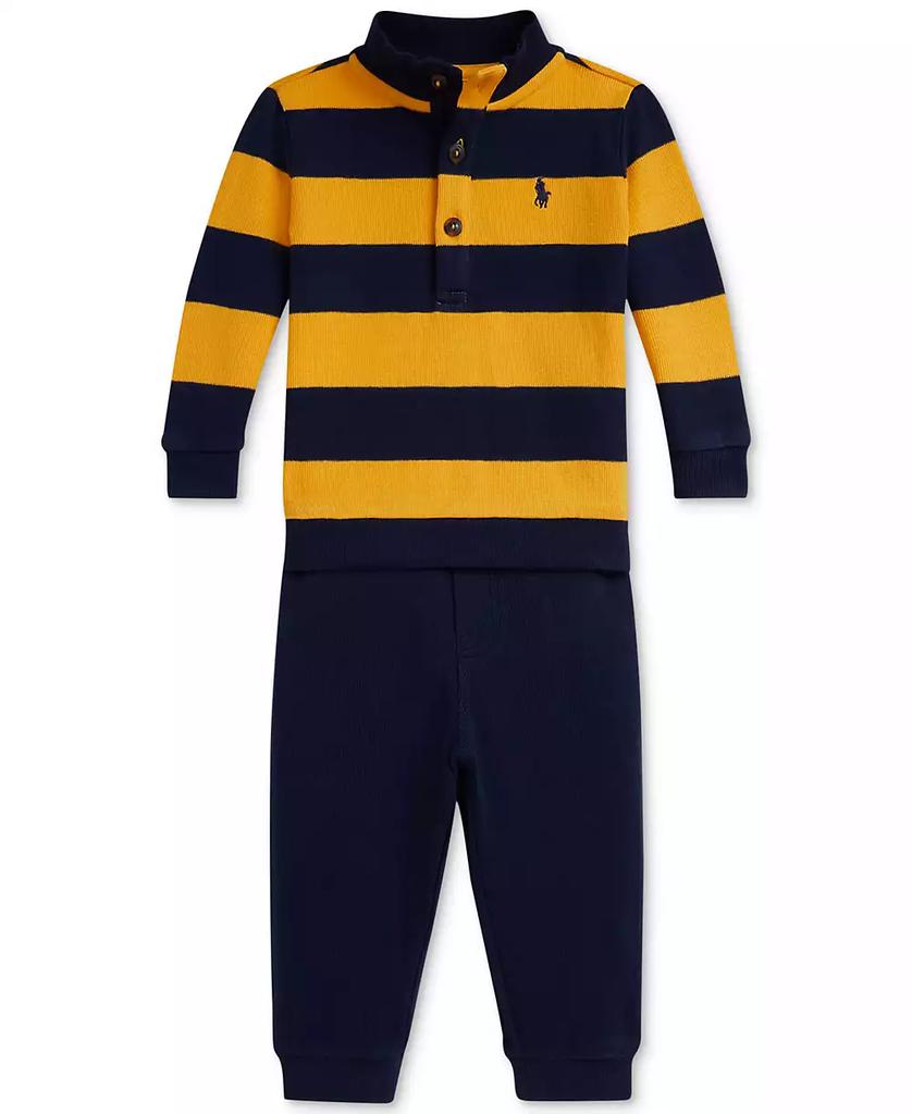 Ralph Lauren Baby Boys Rib-Knit Pullover & Jogger Pant Set