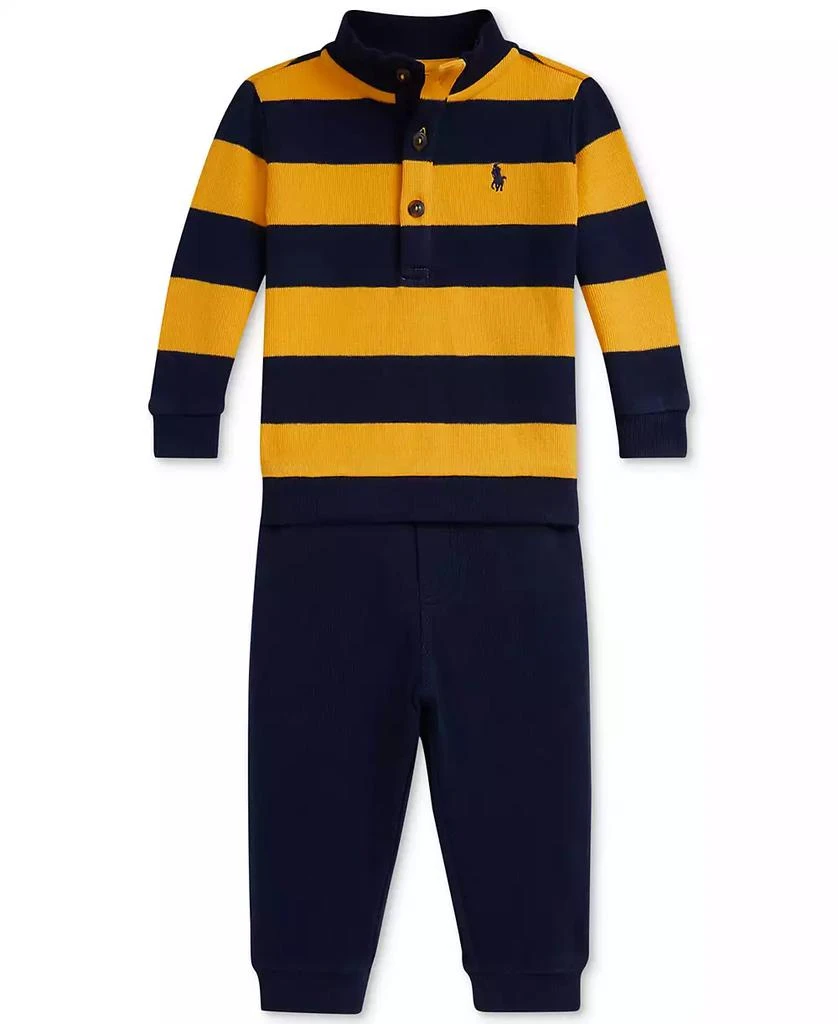 Ralph Lauren Baby Boys Rib-Knit Pullover & Jogger Pant Set 1