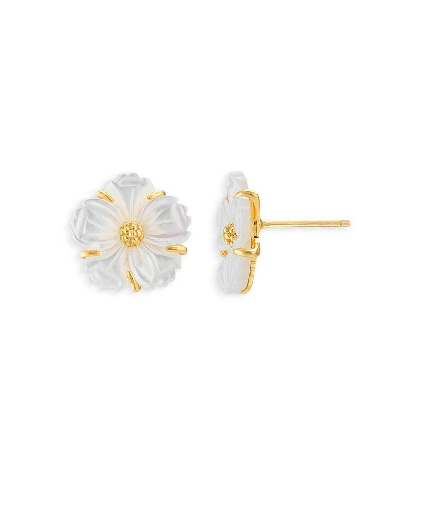 Capucine De Wulf Mermaid Garden Mother Of Pearl Blossom Petite Stud Earrings in 18K Gold Plated 5