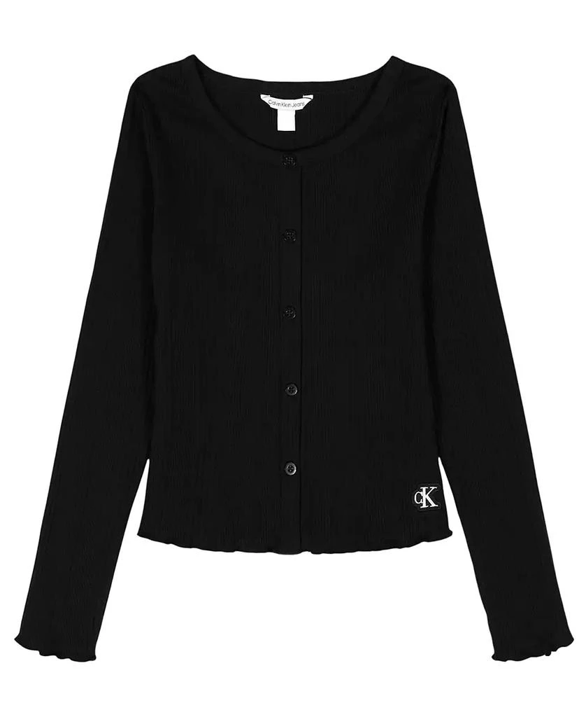 Calvin Klein Girls' 7-16 Variegated Rib Button Front Top 1