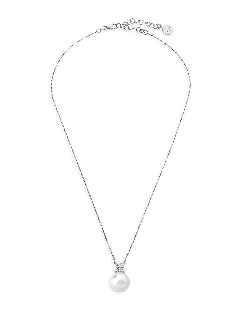 Majorica Selene Rhodium-Plated, Lab-Grown Pearl & Cubic Zirconia Pendant Necklace 1