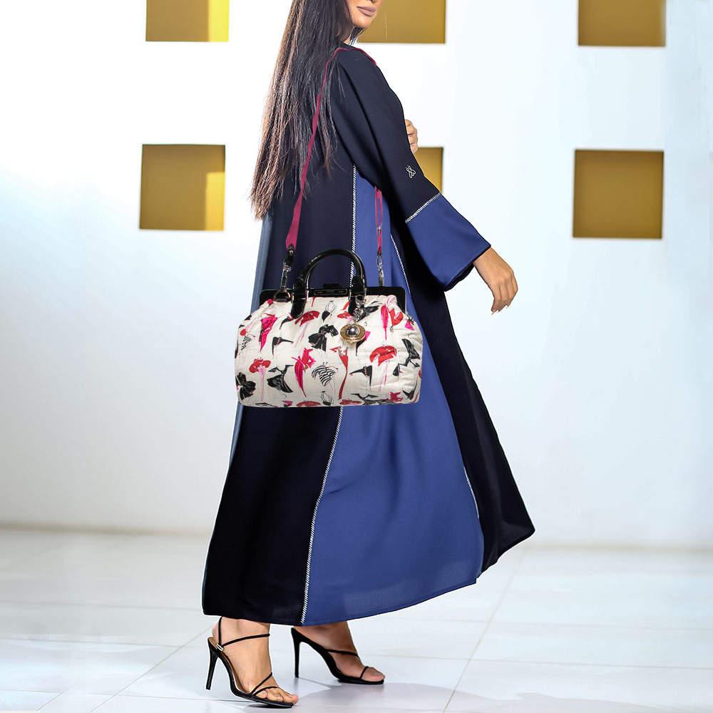 Gianfranco Ferre Gianfranco Ferre Multicolor Nylon and Patent Leather Frame Satchel