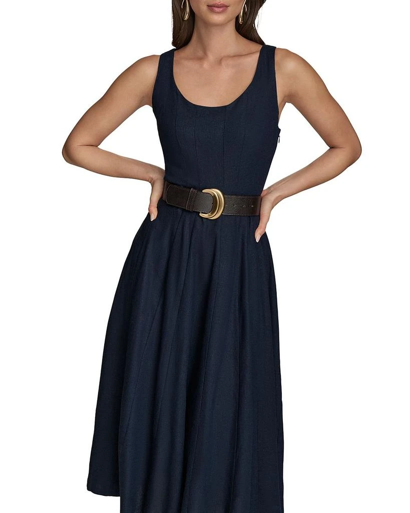 Donna Karan Women's Belted A Line Dress - Blue - Size 10 - Nightfall