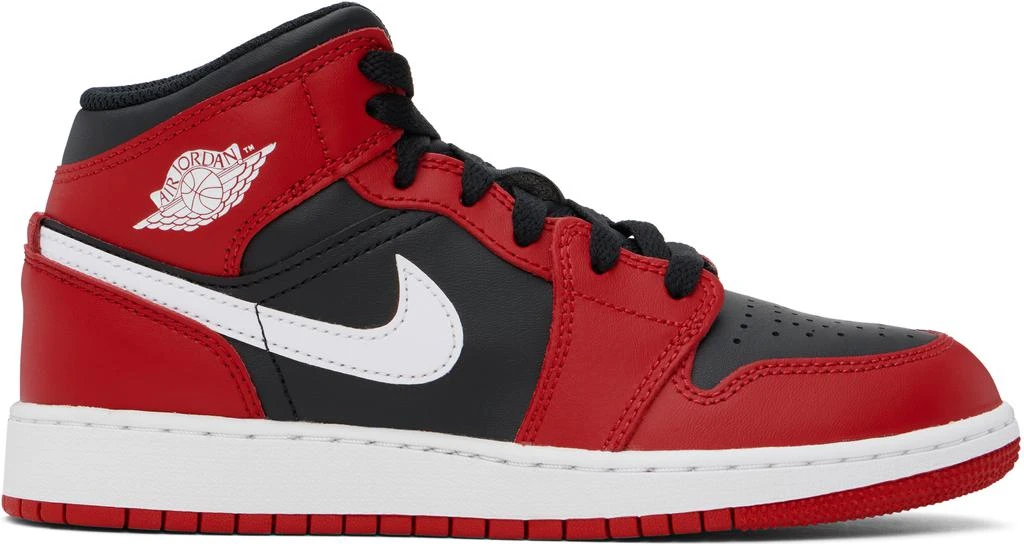 Jordan Big Kids Black & Red Air Jordan 1 Mid Sneakers 1