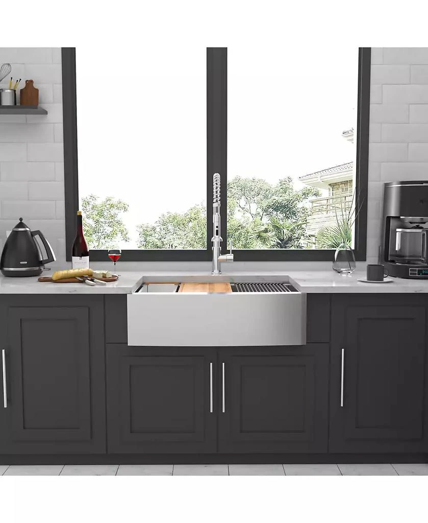 Flynama 30x22x10inch Stainless Steel Farmhouse Kitchen Sink Workstation Apron Front 16 Gauge 3