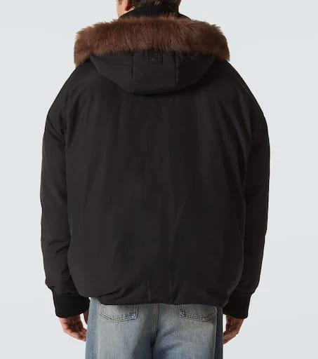 Loewe Shearling-trimmed cotton-blend jacket 4