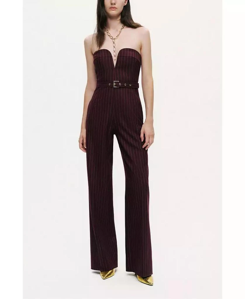 NOCTURNE Women
s Strapless Pinstripe Belted Jumpsuit