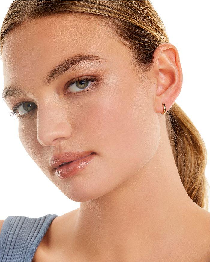 Moon & Meadow 14K Yellow Gold Extra Small Polished Flat Huggie Hoop Earrings