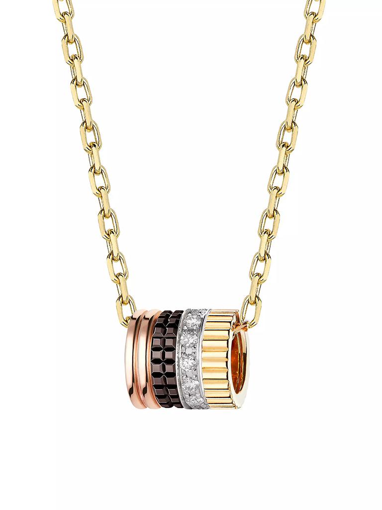 Boucheron Unisex Quatre Classique Tri-Tone 18K Gold, PVD & 0.17 TCW Diamond Pendant Necklace