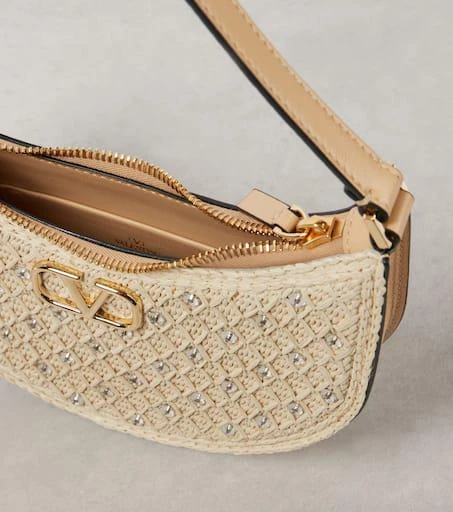 Valentino VLogo Signature raffia-effect shoulder bag 3