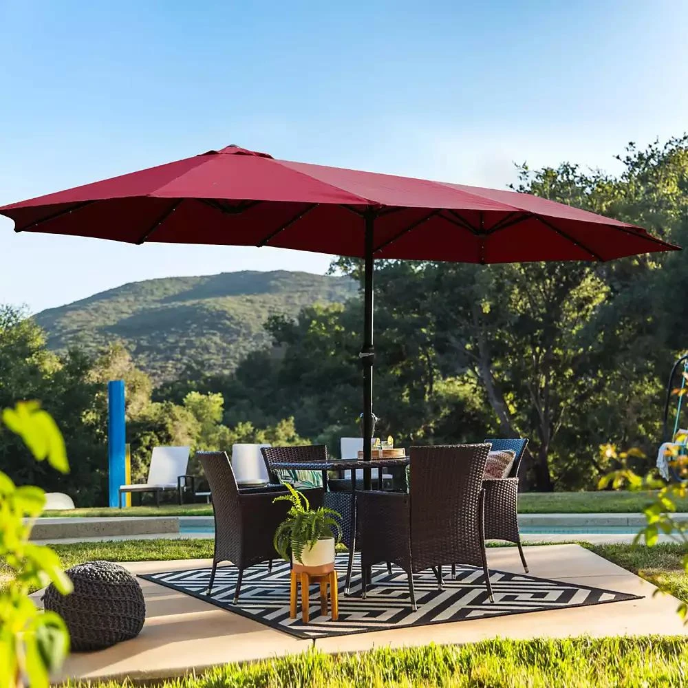 Streamdale Furniture 15
 x 9
 Double-Sided Crank Patio Umbrella with Vent and UV Protection