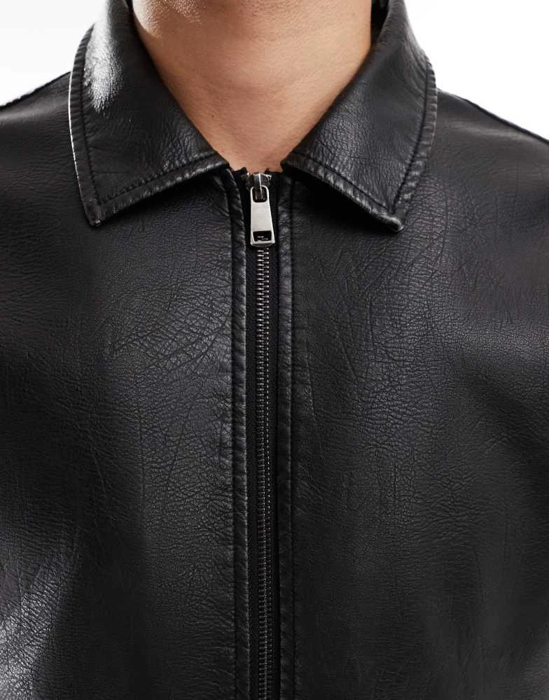 Cotton:On Cotton On faux leather harrington jacket in vintage black 4