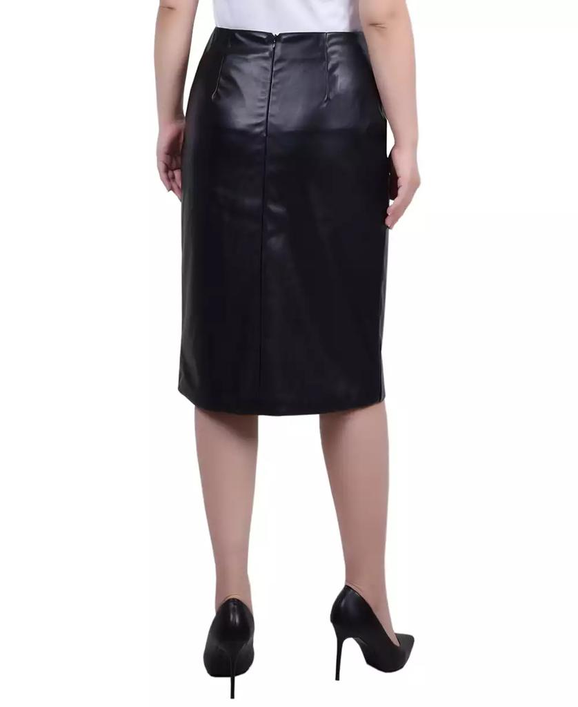 NY Collection Petite Faux Leather Slim Back Zipper Skirt