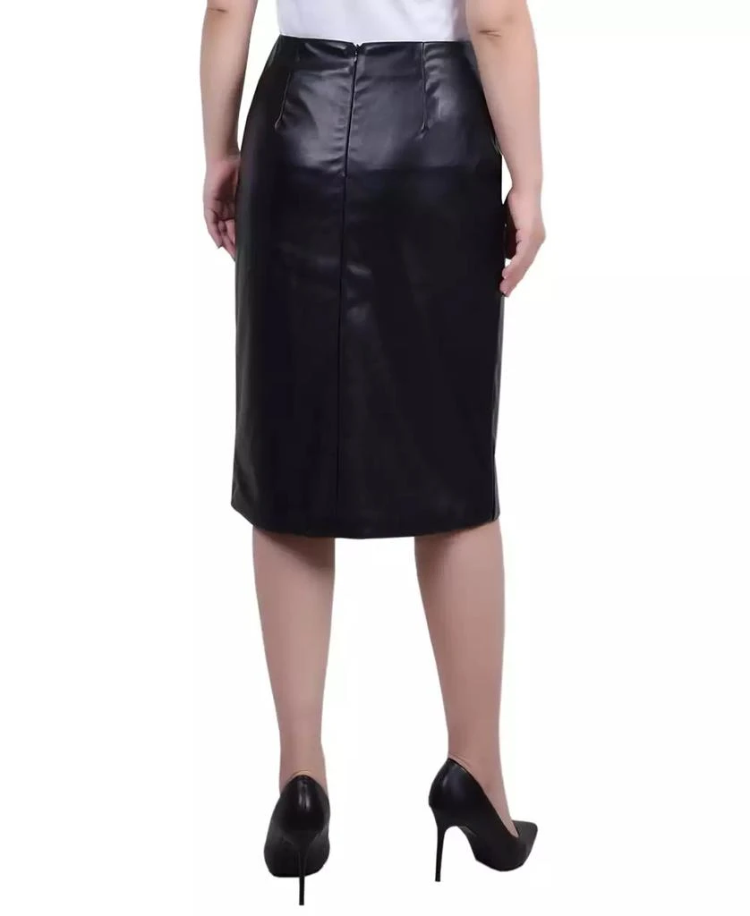 NY Collection Petite Faux Leather Slim Back Zipper Skirt 2