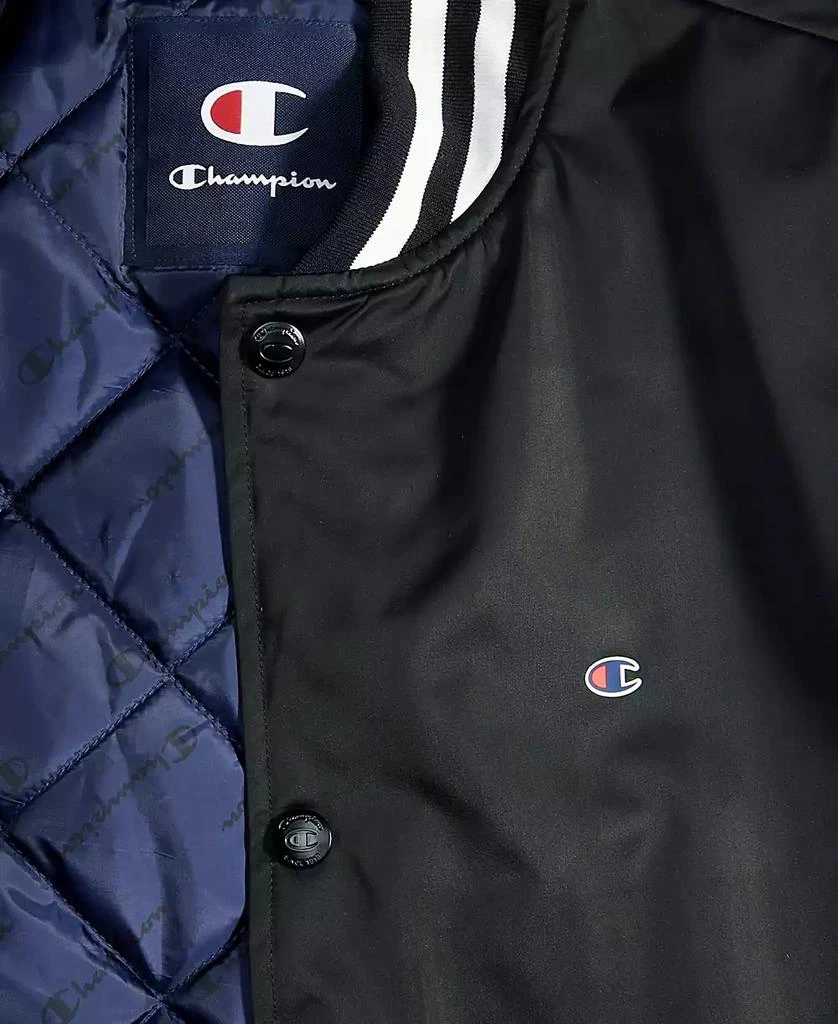 CHAMPION Men's Classic Logo Striped-Trim Varsity Jacket 3