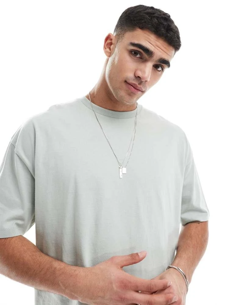 ASOS ASOS DESIGN boxy oversized t-shirt with text back applique in light grey 2