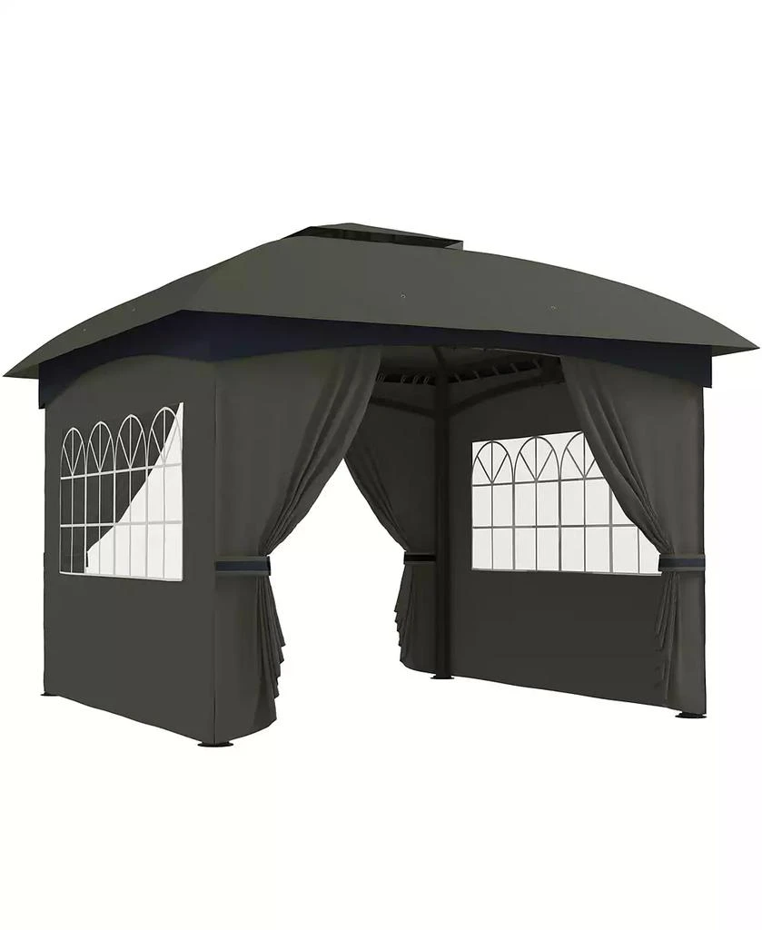 Outsunny 11
 x 11
 Outdoor Gazebo with Curtains, Church Windows,