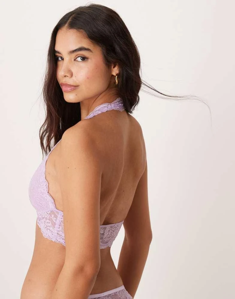 Free People Free People last dance lace halter bra in orchid 4