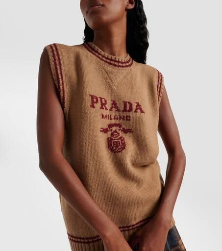 Prada Logo wool and cashmere sweater vest 4